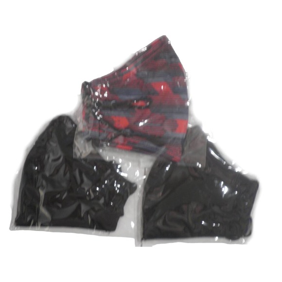 3 LG Boomer Naturals Silver Infused Cloth Face Masks -Black (2) & Red / Blue (1) - Picture 2 of 9